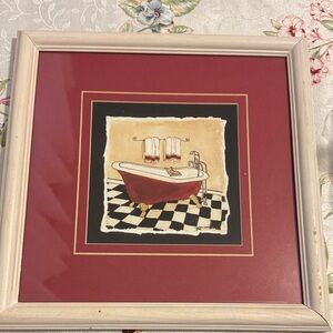 Framed Red Bathtub Wall Art - Home Wall Decor